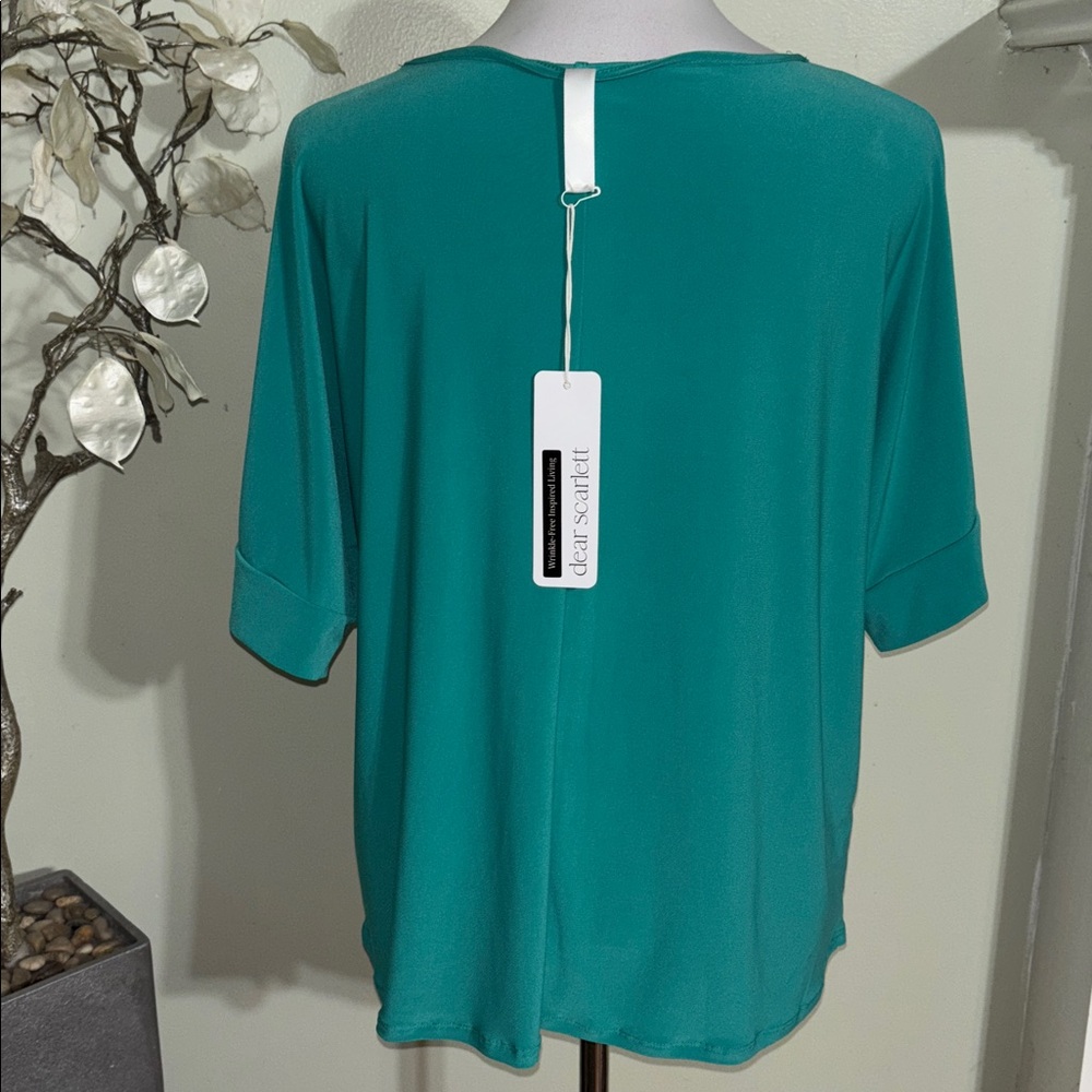 Dear Scarlett Teal V Neck Short Sleeve Top - Picture 3 of 4